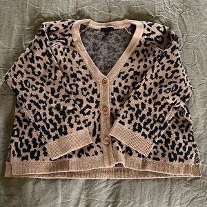 J.Crew V-NECK CARDIGAN SWEATER IN LEOPARD